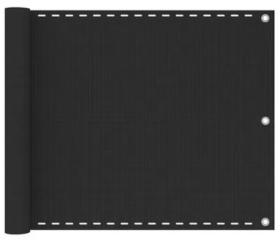 Productafbeelding van Balkonrolgordijn - 75 x 400 cm - Antraciet - HDPE - Wind- en waterdicht - UV-bestendig - inclusief 12 meter touw