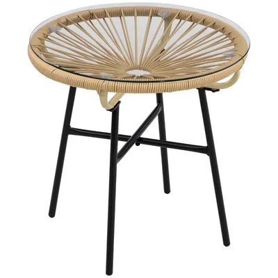 Produktbild von Beistelltisch – Runder Beistelltisch aus künstlichem Rattan für den Außenbereich – Gartentisch – Durchmesser 50 cm – 50 x 50 x 50 cm – Hellbraun