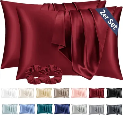 Produktbild von Vielit Satin Kissenbezug 40x60 Rot 2er-Set Haargummis