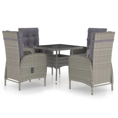 Immagine prodotto di vidaXL Set da pranzo da giardino 5 pezzi in rattan e vetro grigio