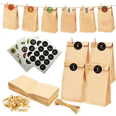 Image de LGIFUTMAX® Calendrier de l'Avent 2024 Noël 24 sacs en papier à remplir