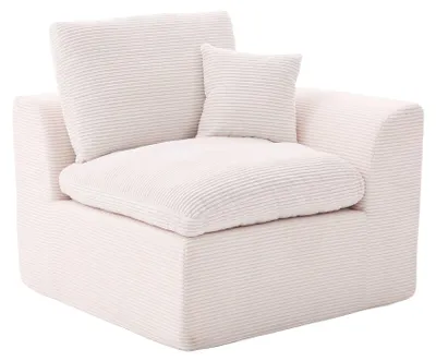 Produktbild von Beige Cord Einzelsofa montagefrei kombinierbar zu Zweisitzer, Federkern+Komfortschaum, breite Armlehnen, abnehmbarer Bezug, inkl. Rückenkissen, rutschfest