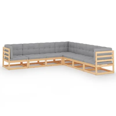 Obrázek produktu pro vidaXL 7dílná zahradní lounge souprava s polštáři Masivní borovicové dřevo