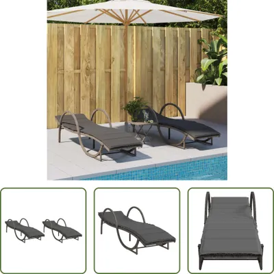 Produktbild von The Living Store Sonnenliegen 2 Stk. mit Auflagen Grau Poly Rattan