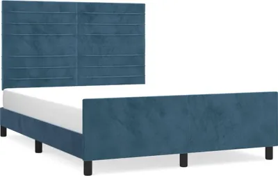 Produktbild von vidaXL Bettgestell ohne Matratze Dunkelblau 140x190 cm Samt