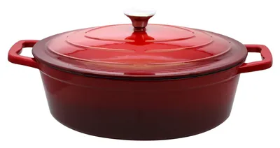 Image de ELO Rôtissoire ovale en fonte rouge cerise robuste induction rouge 33 cm