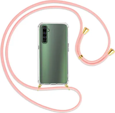 Produktbild von Handykette Backcover-Schutzhülle mit Band (Metall goldfarben) für Realme X50 Pro 5G - rosa