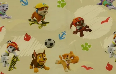 Produktbild von Jerseystoff Meterware Disney Paw Patrol Hunde gelb bunt