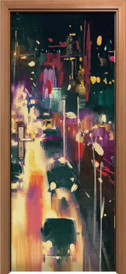 Produktbild von Türposter 80x200 cm Türaufkleber Türtapete Türfolie Klebefolie Lichtspuren auf der Straße bei Nacht