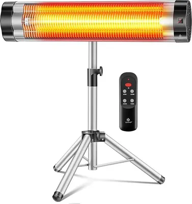 Zdjęcie produktu dla Grzejniki podczerwieni, grzejniki tarasowe, promienniki ciepła o mocy 2500W z pilotem, w zestawie osłona i teleskopowy statyw z regulacją wysokości, grzejniki spiralne, grzejniki tarasowe, grzejniki kwarcowe, promienniki podczerwieni