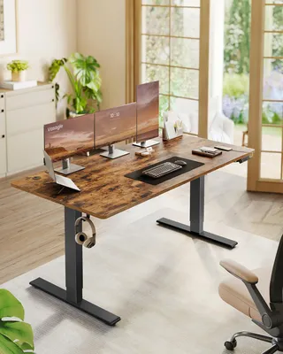 Produktbild von VASAGLE Höhenverstellbarer Schreibtisch, 160 cm, USB-C-Anschluss, Ablage für Steckdosenleiste, Erinnerung bei langem Sitzen, 3 Speichertasten