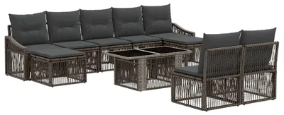 Immagine prodotto di Set di divani da giardino vidaXL, 10 pezzi, grigio e grigio scuro, in rattan sintetico