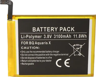 Produktbild von Akku passend für BQ Aquaris X, BQ 3100 Akku Li-Polymer, 3,8V, 3100mAh Abmessungen 70,7 x 61,6 x 4,0mm beachten