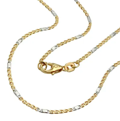Produktbild von 1,4mm Stegpanzer Kette Halskette Collier aus 585 Gold Gelbgold 45cm Goldkette