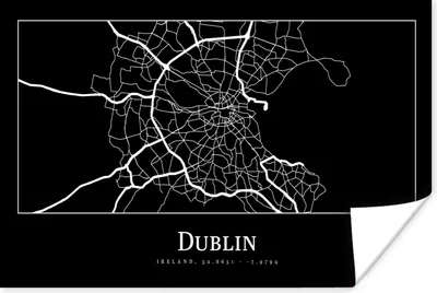 Produktbild von MuchoWow® Poster Stadtplan - Dublin - Karte 180x120 cm - Fotoplakat