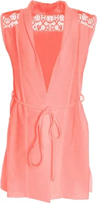 Produktbild von BEZLIT Mädchen Cardigan mit Spitze und Schleifen Gürtel Lachs 128