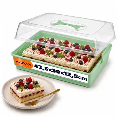 Obrázek produktu pro KADAX dortová krabice s víkem, 43 x 30 x 12,5 cm, plastová nádoba na dort