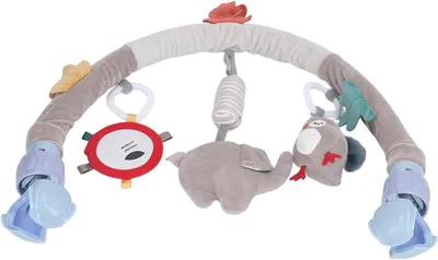 Productafbeelding van Baby Speelgoedboog - Wipstoel hanger - Zintuiglijke ontwikkeling - Veilige speelgoedclip - 35 x 23 x 7 cm - Olifant
