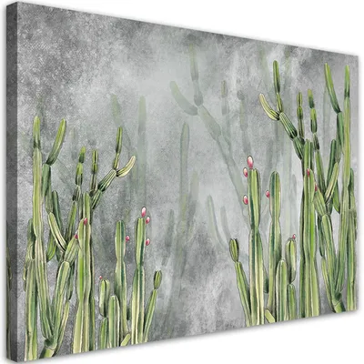 Produktbild von Leinwandbild Großer Wüstenkaktus 90x60 Feeby Grün bild für die wand bereit zum aufhängen
