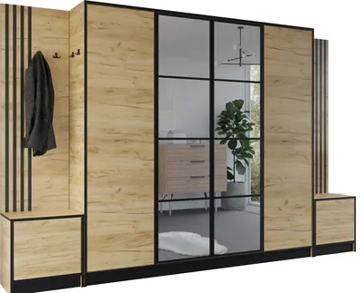 Image de KIER FURNITURE Armoire EDEN, armoire de chambre, penderie, armoire d'entrée, chêne Craft, 312,8 x 205 x 39 cm