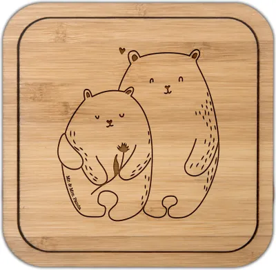 Produktbild von Mr. & Mrs. Panda Untersetzer Aus Kork Bären Liebe - Transparent - Geschenk, Kuscheln, Kunststoff-Untersetzer, Tassenuntersetzer, Blume, Hochzeitstag, Hocheitstag, Umarmen