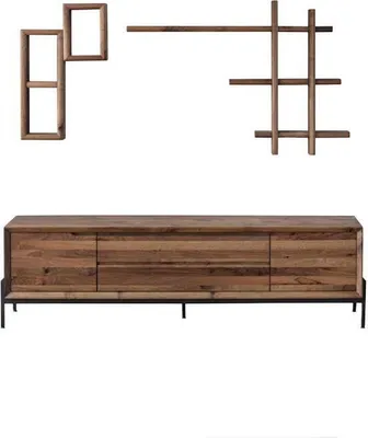 Immagine prodotto di Credenza moderna marrone a 3 ante con ripiani mobili in legno per il soggiorno