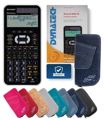 Produktbild von Sharp EL-W550 XG Taschenrechner mit Schutztasche dunkelblau und Fachbuch