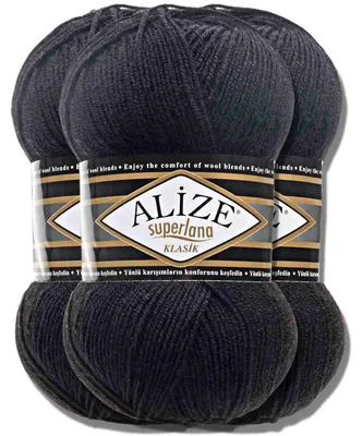 Productafbeelding van Alize 3x 100g Superlana Klasik garen, effen kleur, geschikt voor haken en breien (60)