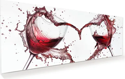 Produktbild von Glasbild 125x50cm in XXL für Wohnzimmer, Schlafzimmer Motiv Weingläser Herz
