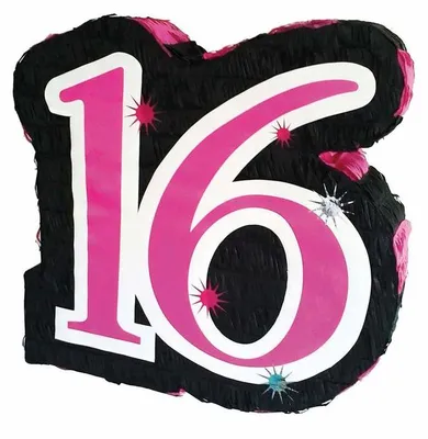 Produktbild von Pinata "Sweet 16" Schwarz/Pink | 47x45x10cm