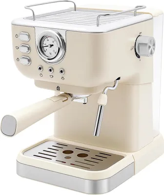 Produktbild von Espressomaschine - 20 bar Siebträger Kaffeemaschine - Milchaufschäumer Dampflanze - 1,5 l Wassertank - 1050 W - EU Stecker 220–240 V - Weiß