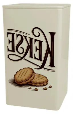 Produktbild von Vintage Keksdose 900ml mit lustigem Spruch für Kekse und Gebäck