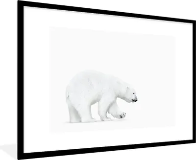 Produktbild von MuchoWow® Gerahmtes Poster Eisbär - Tiere - Weiß 90x60 cm - Poster mit Schwarzem Bilderrahmen Wandposter Rahmen Foto Bilder - Wanddekoration - Fotos