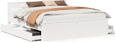 Produktbild von vidaXL Massivholzbett ohne Matratze mit Kopfteil Weiß 200x200 cm