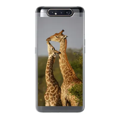 Produktbild von MuchoWow® Handyhülle Schutzhülle Hülle für Samsung Galaxy A80 Giraffe - Baum - Kalb - Porträt Silikon Softcase Handy Hülle - Schutzdeckel