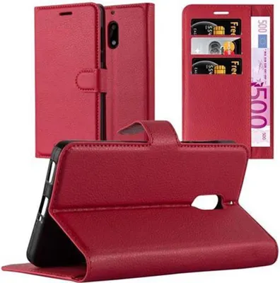 Produktbild von Cadorabo Hülle für Nokia 6 2017 Schutz Hülle in Rot Handyhülle Etui Case Cover Magnetverschluss
