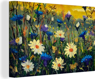 Produktbild von OneMillionCanvasses® - Leinwandbilder - 150x100 cm, Ölfarbe - Blumen - Malerei, Wandbilder Kunstdruck Wanddekoration - Foto auf Leinwand - Gemälde auf Holzrahmen
