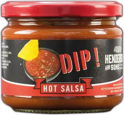 Produktbild von MBG Henderson and Sons Dip Hot Salsa Hot Chili im Glas zum Dippen 315g