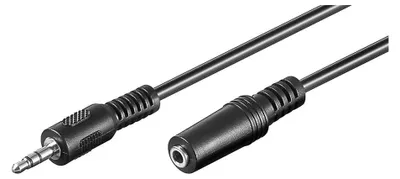 Obrázok produktu pre 2-metrový predlžovací kábel pre slúchadlá a audio zariadenia, konektor AUX, 3,5 mm, čierna farba