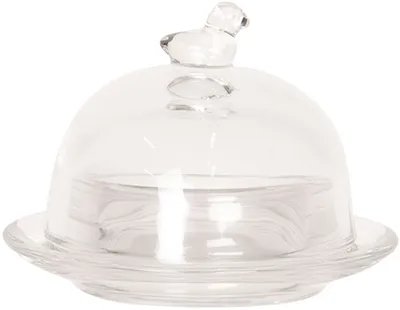 Produktbild von Clayre & Eef Butterdose Ø 9x7 cm Glas Rund Vogel