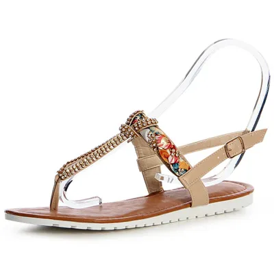 Produktbild von topschuhe24 1402 Zehentrenner Glitzer Sandalen Sandaletten, Farbe:Beige, Größe:38 EU