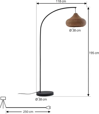 Produktbild von Lucande Außenstehleuchte Taniola, beige, Rattan, 195cm, IP44
