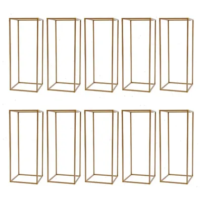 Produktbild von Blumenständer Hochzeit - Quadratischer Metallständer - 10er Set - 60 cm Höhe - Tragkraft 10 kg - Goldfarben