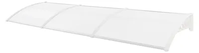 Image de Auvent de porte - Forme arquée - 90 × 300 cm - Fixation murale, résistant aux UV - Cadre en aluminium, panneau en PP+PC - Résistant aux intempéries, protection contre la pluie et la neige - Transparent et blanc