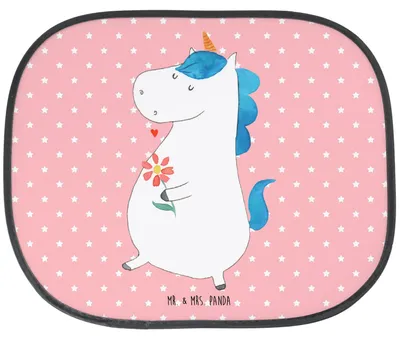 Produktbild von Mr. & Mrs. Panda Sonnenschutz Auto Einhorn Spaziergang - Rot Pastell - Geschenk, Glitzer, für Autoscheiben, Seitenscheibe, Unicorn, autofenster, Mutter, Einhörner, Blumen
