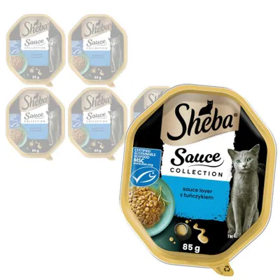 Produktbild von Sheba Saucen-Sammelschale 6 x 85 g Alleinfuttermittel für Katzen, Nassfutterstücke mit Thunfisch in Sauce