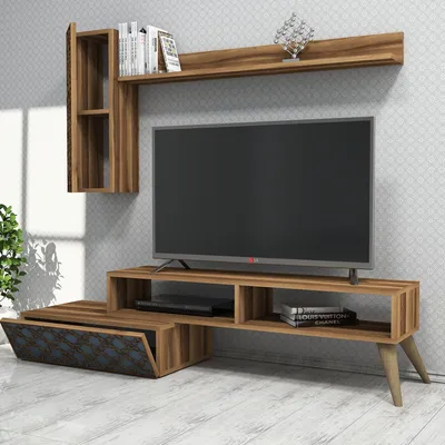 Immagine prodotto di Skye Decor, Planet - Walnut, Chalcedony, mobile TV, noce, 100% pannelli truciolari rivestiti in melamina, 150 x 37,2 x 37,8 cm