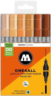 Obrázek produktu pro Akrylové fixy MOLOTOW One4All Twin, 6ks Wood Set