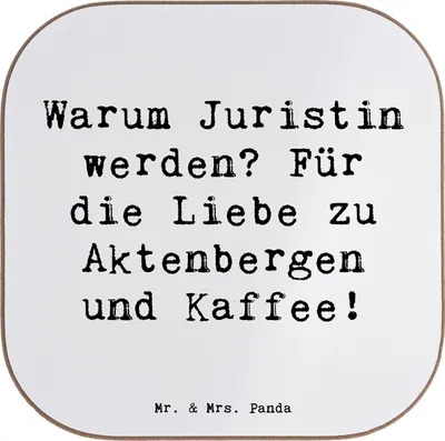 Produktbild von Mr. & Mrs. Panda Tischschoner Spruch Juristin Liebe - Weiß - Geschenk, zu Aktenbergen, Rechtswissenschaft, Fairness, Jurastudium, Beruf, Rechtsprechung, Tassenuntersetzer