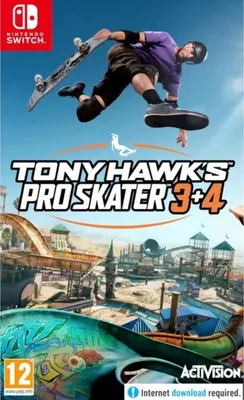 A skateboarder performing a trick in mid-air above a skate park.